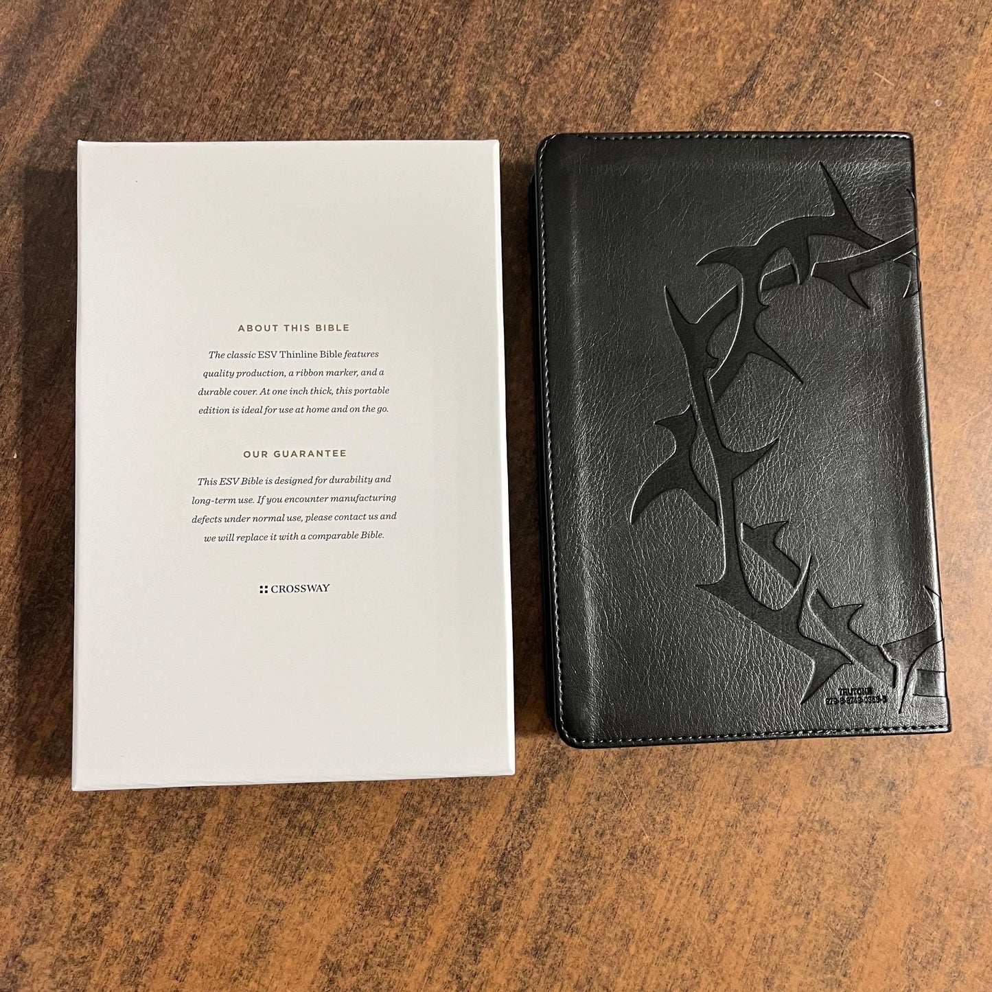 Personalized ESV Thinline Bible - Charcoal Crown of Thorns Trutone Cover - Custom Imprinted with a name - 9798874903565