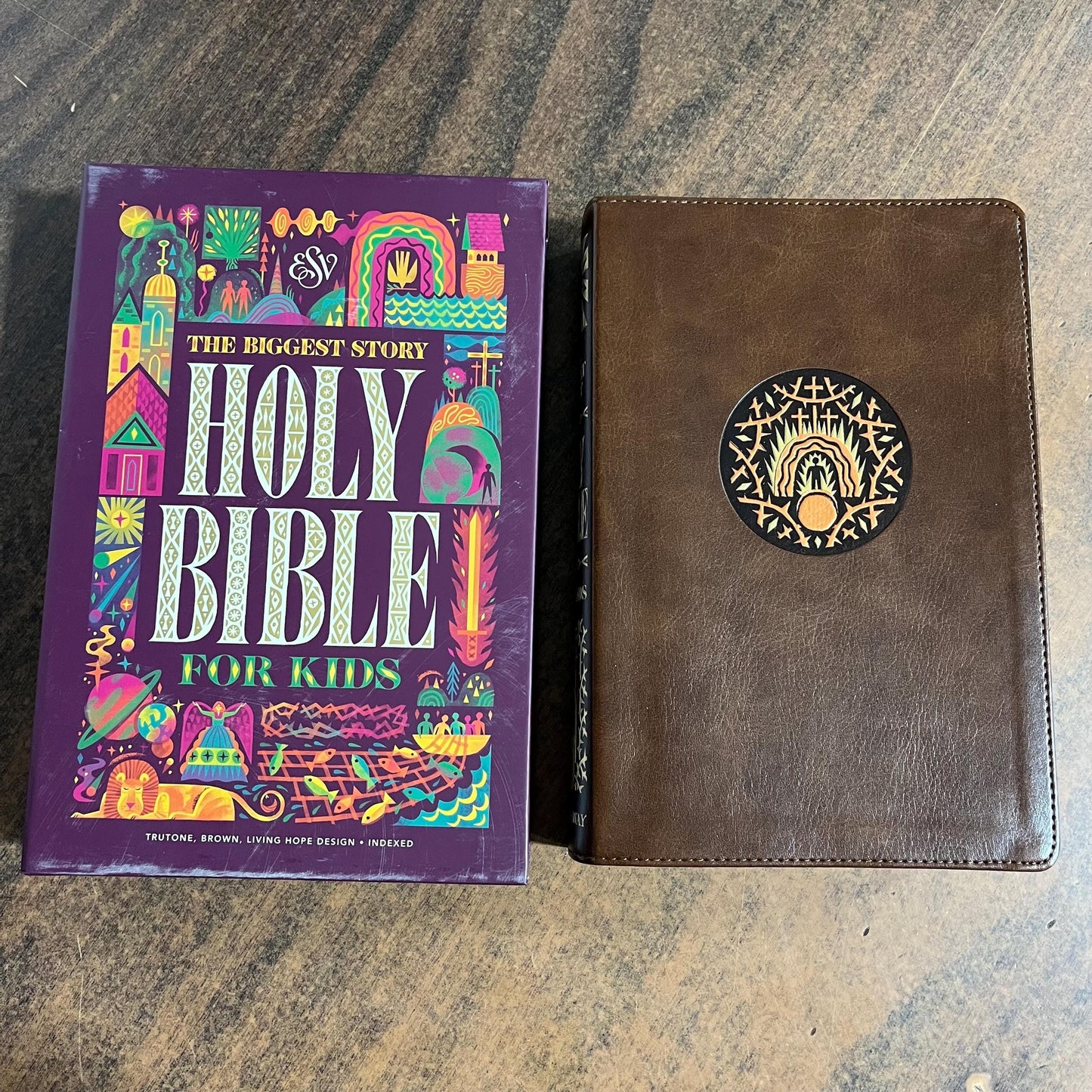 Personalized ESV Kids Bible Thumb Indexed - Brown Trutone - Custom Imprinted with name - Biggest Story Holy Bible for Kids 9798874902483