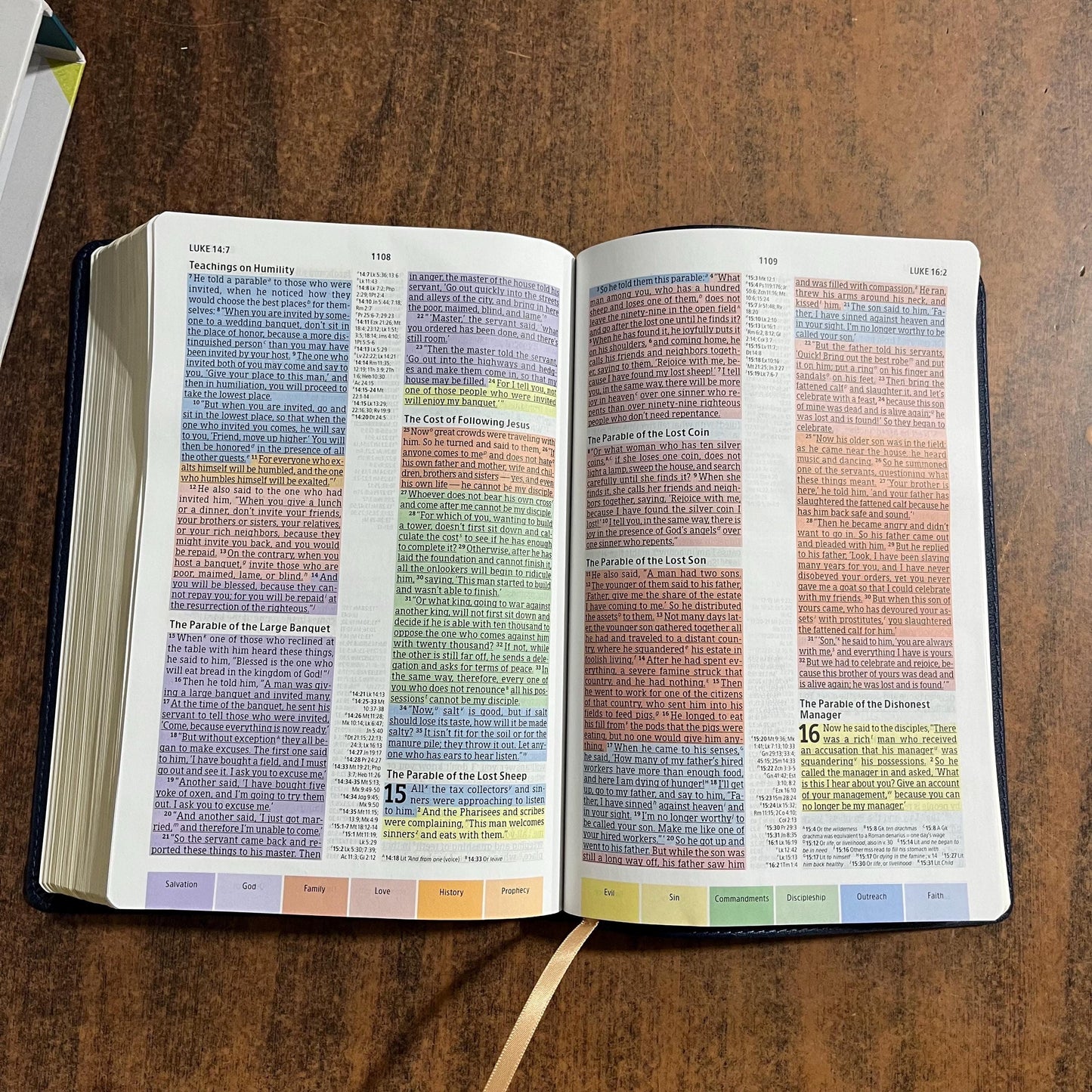 Personalized CSB Rainbow Study Bible, Navy LeatherTouch, Custom Imprinted name engraved, ISBN 9781087774237