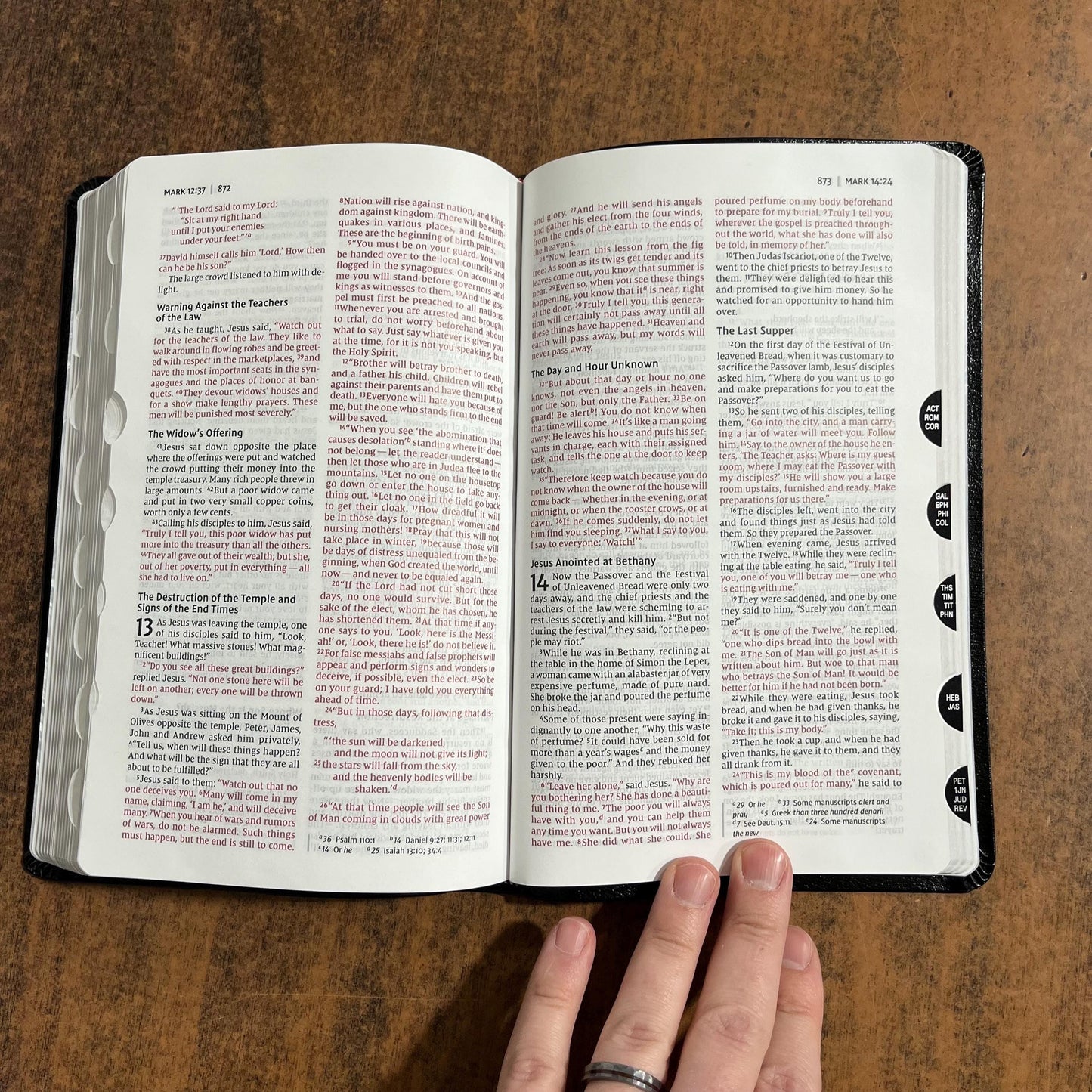 Personalized NIV Thinline Bible Thumb Indexed - Black Bonded Leather, Custom Imprinted with a name, ISBN 9780310448778