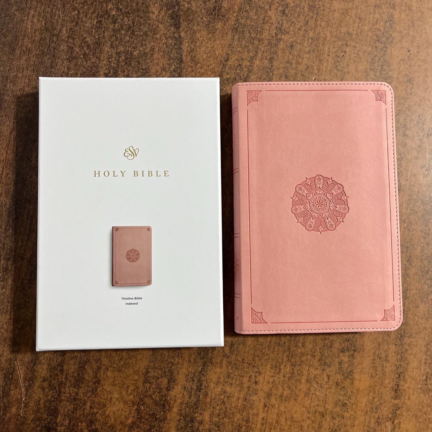 Personalized ESV Thinline Bible Thumb Indexed - Blush Rose (Pink) Cover - Custom Imprinted with a name - 9798874904333 - 2025 text