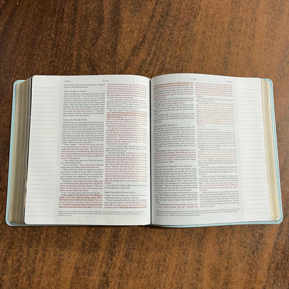 Personalized NLT Every Womans Bible Journaling Edition - Seafoam Blue LeatherLike - engraved, Devotional Study, 9798400513664