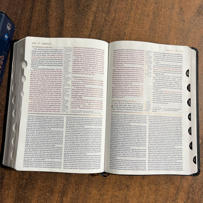 Personalized NIV Large Print Grace & Truth Study Bible Thumb Indexed - Black Bonded Leather,  Custom Imprinted ISBN 9780310447528