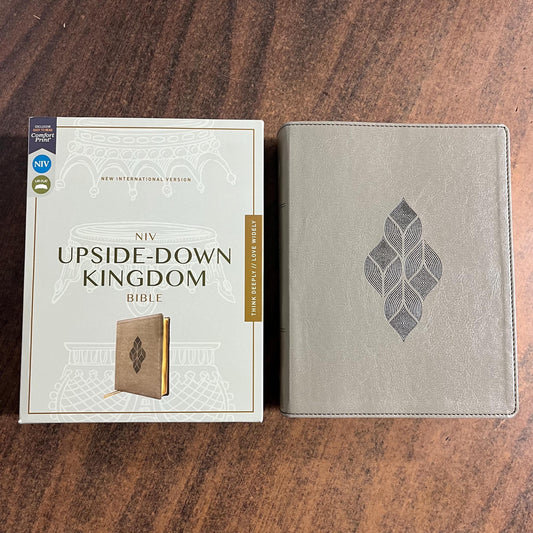 Personalized NIV Upside Down Kingdom Study Bible - Tan  LeatherSoft - Custom Imprinted, name engraved, side notes wide margins 9780310456513