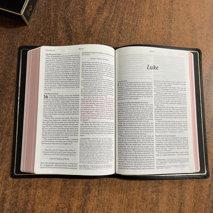 Personalized NLT Tyndale Select Large Print Thinline Reference Bible - Black Goatskin Genuine Leather - Custom, 9798400506543