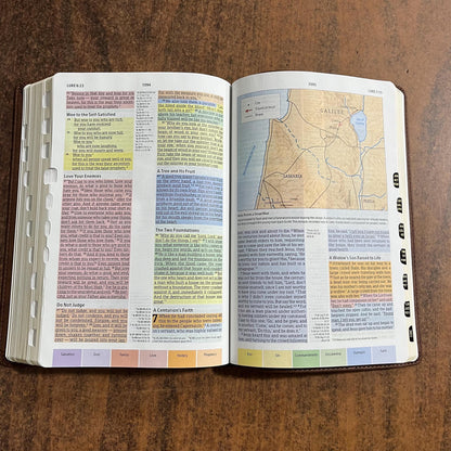 Personalized CSB Rainbow Study Bible Thumb Indexed - Brown LeatherTouch - Custom Imprinted name engraved, ISBN 978108774220