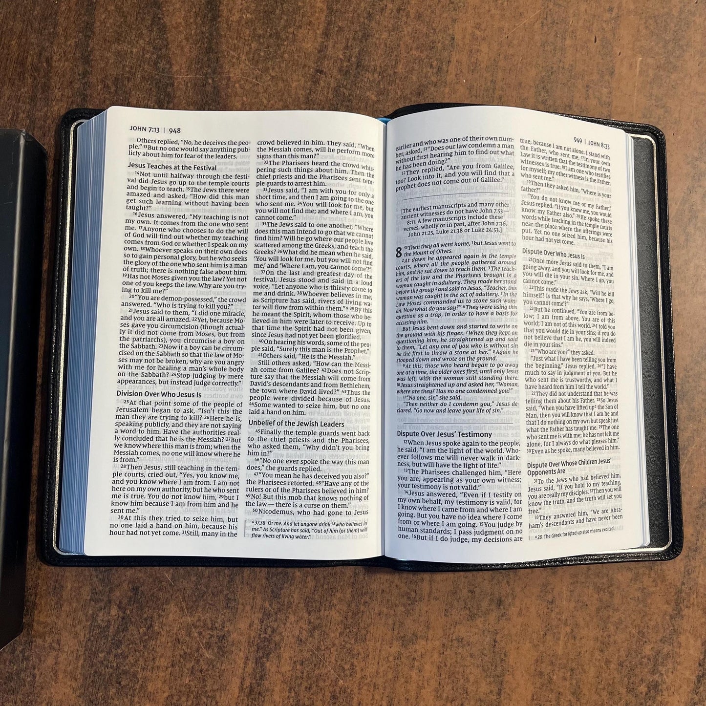 Personalized NIV Large Print Thinline Bible - Black Goatskin Genuine Leather - Custom Imprinted with name engraved 9780310450894