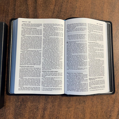 Personalized NIV Large Print Thinline Bible - Black Goatskin Genuine Leather - Custom Imprinted with name engraved 9780310450894