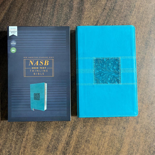 Personalized NASB Thinline Bible  - Teal LeatherSoft,  Custom Imprinted with a name, ISBN 9780310455622, NASB 2020 Text