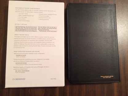 Personalized ESV Thinline Bible - Black Bonded Leather ** Custom Imprinted with name