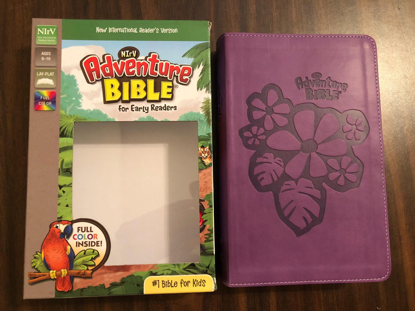 Personalized NIRV Adventure Bible For Early Readers - Purple Duotone  - Custom Imprinted with a name - Ages 6-10, 9780310727446