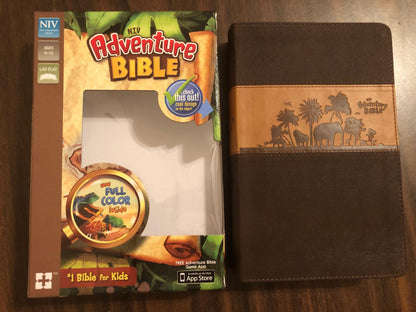 Personalized NIV Adventure Bible - Brown / Toffee Duotone- Custom Imprinted with name - Ages 8-12