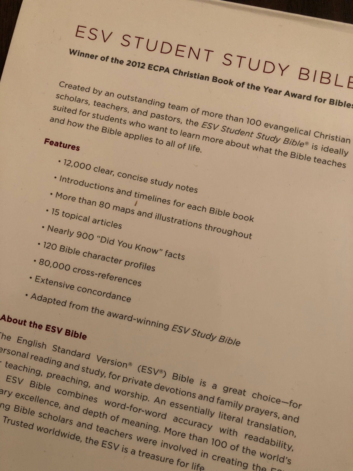 Personalized ESV Student Study Bible - Chestnut Trutone - Custom Imprinted with a name