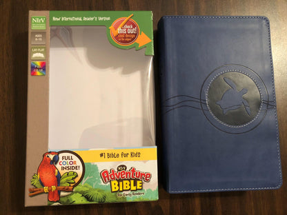 Personalized NIRV Adventure Bible For Early Readers - Blue berry Duotone  ** Custom Imprinted with name, Ages 6-12, ISBN 9780310745297