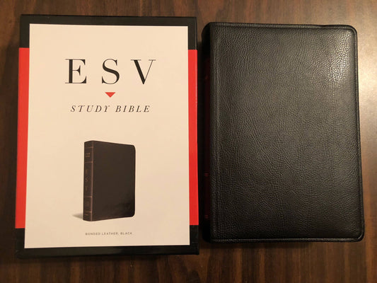 Personalized ESV Study Bible - Black Bonded Leather, Custom Imprinted with name, ISBN 9781433502453