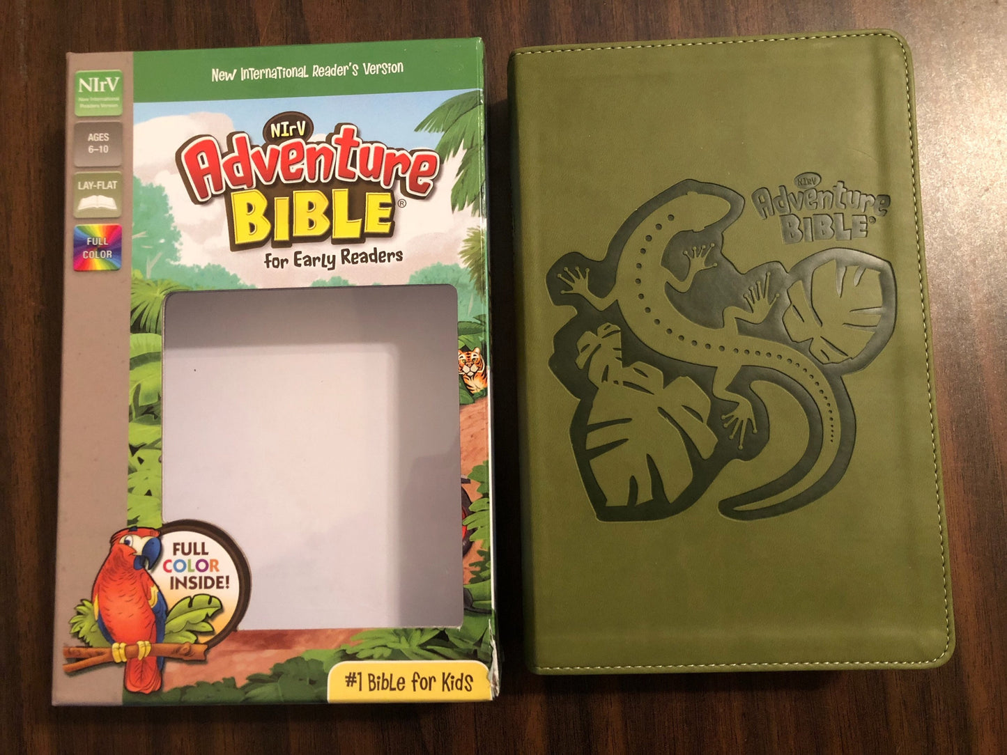 Personalized NIRV Adventure Bible For Early Readers - Green Duotone  - Custom Imprinted with a name - Ages 6,7,8,9,10 - isbn 9780310727453