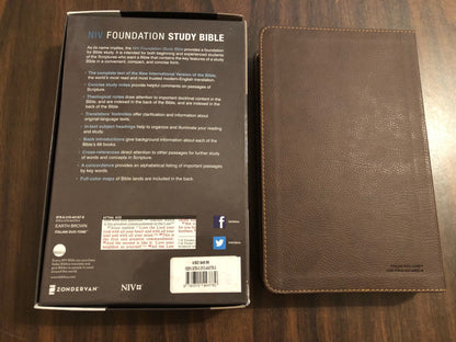 Personalized NIV Foundation Study Bible Thumb Indexed - Brown Leathersoft - Custom Imprinted with a name, ISBN 9780310443780