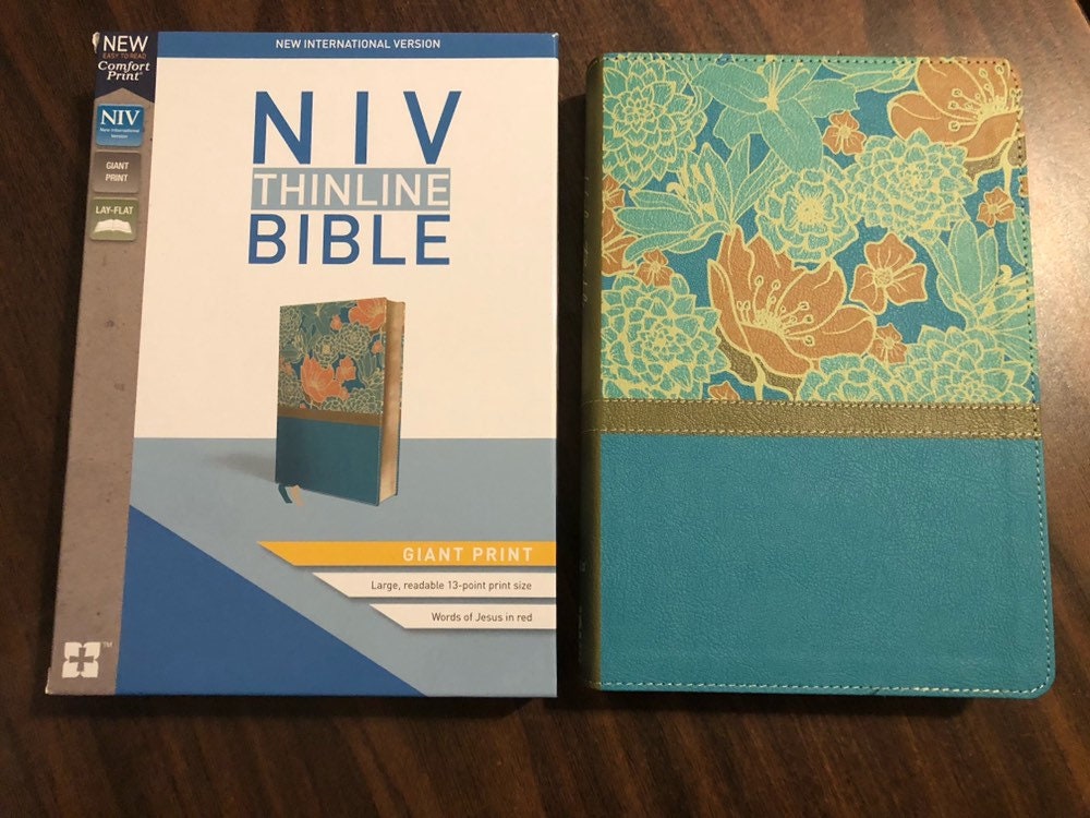 Personalized NIV Giant Print Thinline Bible  - Turquoise LeatherSoft ** Custom Imprinted with name