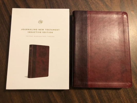 Personalized ESV New Testament Journaling Bible Inductive Edition - Brown / Burgundy TruTone ** Custom Imprinted