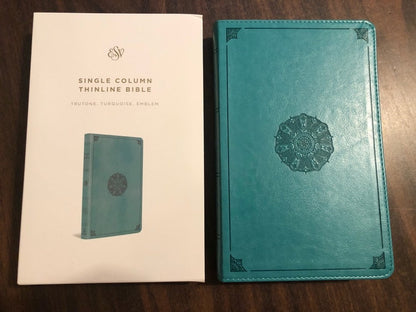 Personalized ESV Single Column Thinline Bible - Turquoise Trutone, Custom Imprinted with name