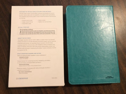 Personalized ESV Single Column Thinline Bible - Turquoise Trutone, Custom Imprinted with name