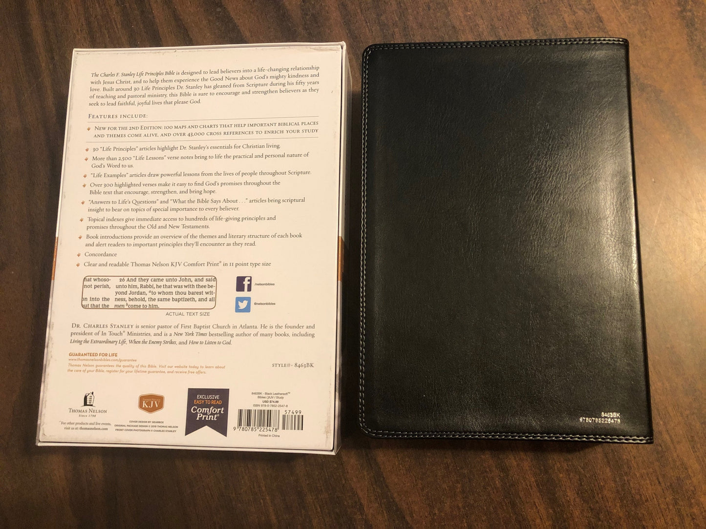 Personalized KJV Charles Stanley Life Principles Study Bible - Black LeatherTouch - Custom Imprinted with a name, ISBN 9780785225478