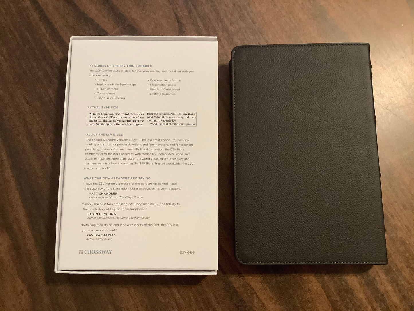 Personalized ESV Thinline Bible - Deep Brown Buffalo Genuine Leather, Custom Imprinted, ISBN 9781433570865