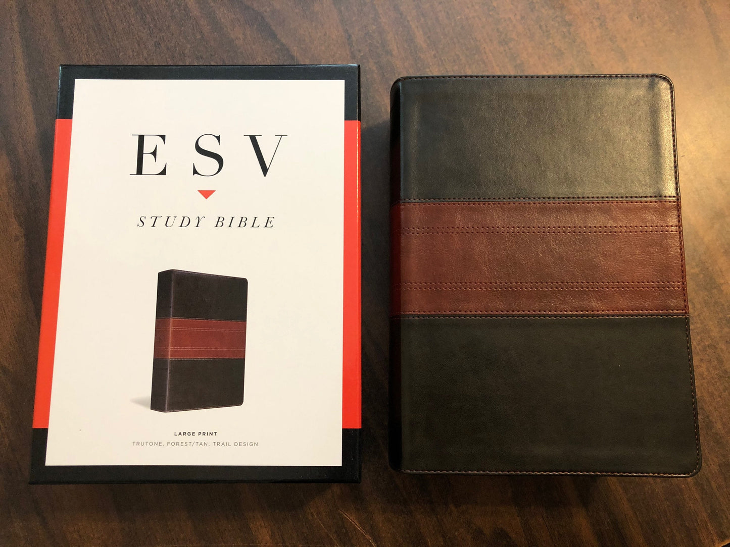 Personalized ESV Large Print Study Bible - Forest / Tan TruTone, Custom Imprinted