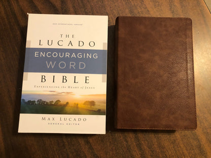 Personalized NIV Max Lucado Encouraging Word Study Bible - Brown LeatherSoft