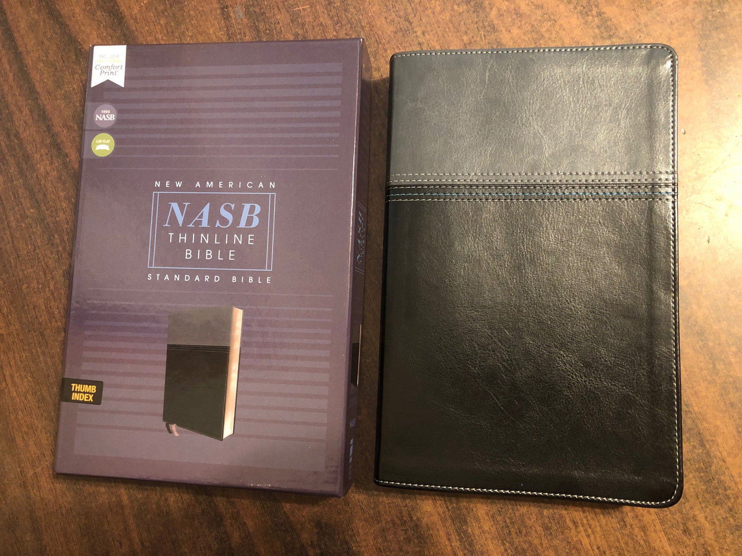 Personalized NASB Thinline Bible with Thumb Indexed Tabs - Black LeatherSoft Cover - Custom Imprinted with name NASB 1995 Text 9780310456353