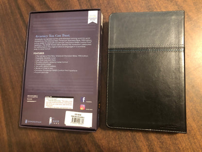 Personalized NASB Thinline Bible with Thumb Indexed Tabs - Black LeatherSoft Cover - Custom Imprinted with name NASB 1995 Text 9780310456353