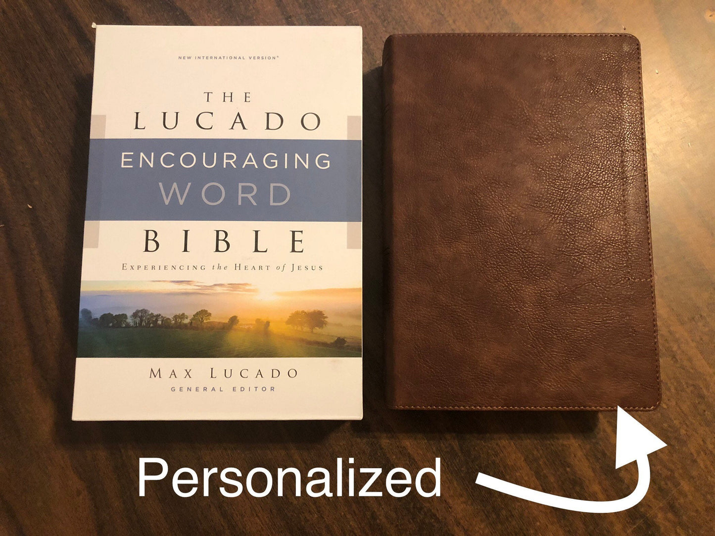 Personalized NIV Max Lucado Encouraging Word Study Bible - Brown LeatherSoft