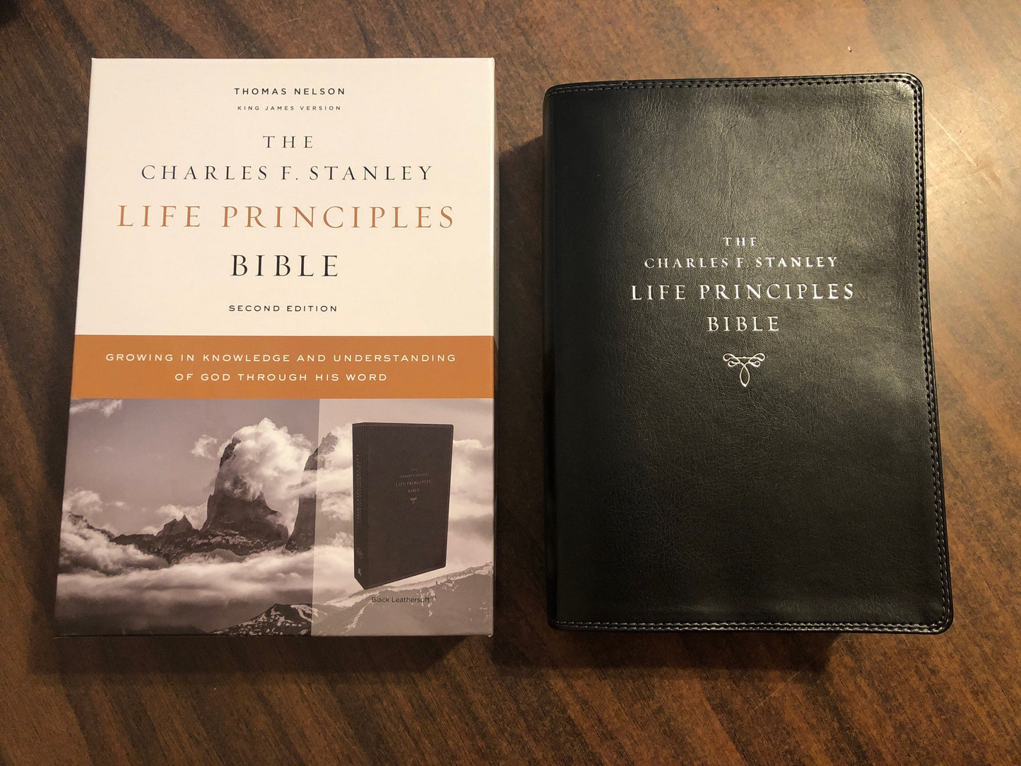 Personalized KJV Charles Stanley Life Principles Study Bible - Black LeatherTouch - Custom Imprinted with a name, ISBN 9780785225478