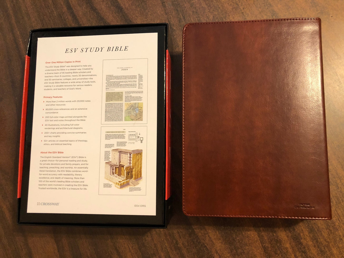 Personalized ESV Study Bible - Walnut Brown Trutone, Celtic Imprint Design ** Custom Imprinted with embossed Name, English Standard Version