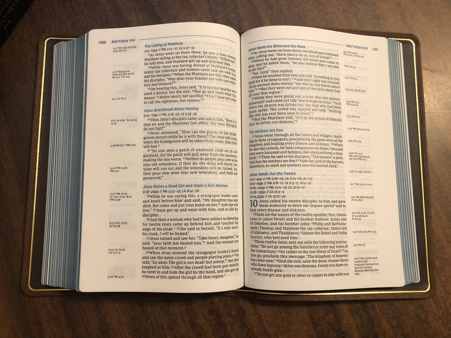 Personalized NIV Single Column Reference Wide Margin Bible - Brown Premium Goatskin Genuine Leather (Large Print 10.5 pt) ISBN 9780310455530