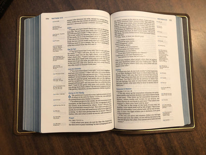 Personalized NIV Single Column Reference Wide Margin Bible - Brown Premium Goatskin Genuine Leather (Large Print 10.5 pt) ISBN 9780310455530