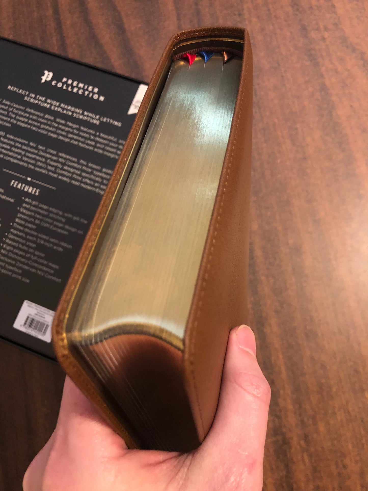 Personalized NIV Single Column Reference Wide Margin Bible - Brown Premium Goatskin Genuine Leather (Large Print 10.5 pt) ISBN 9780310455530