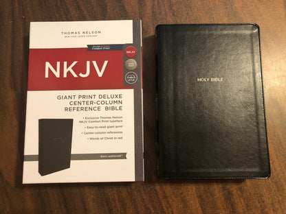 Personalized Bible, NKJV Giant Print Center Column Reference Bible - Black Leathersoft, Custom Imprinted, ISBN 9780785217817, large print