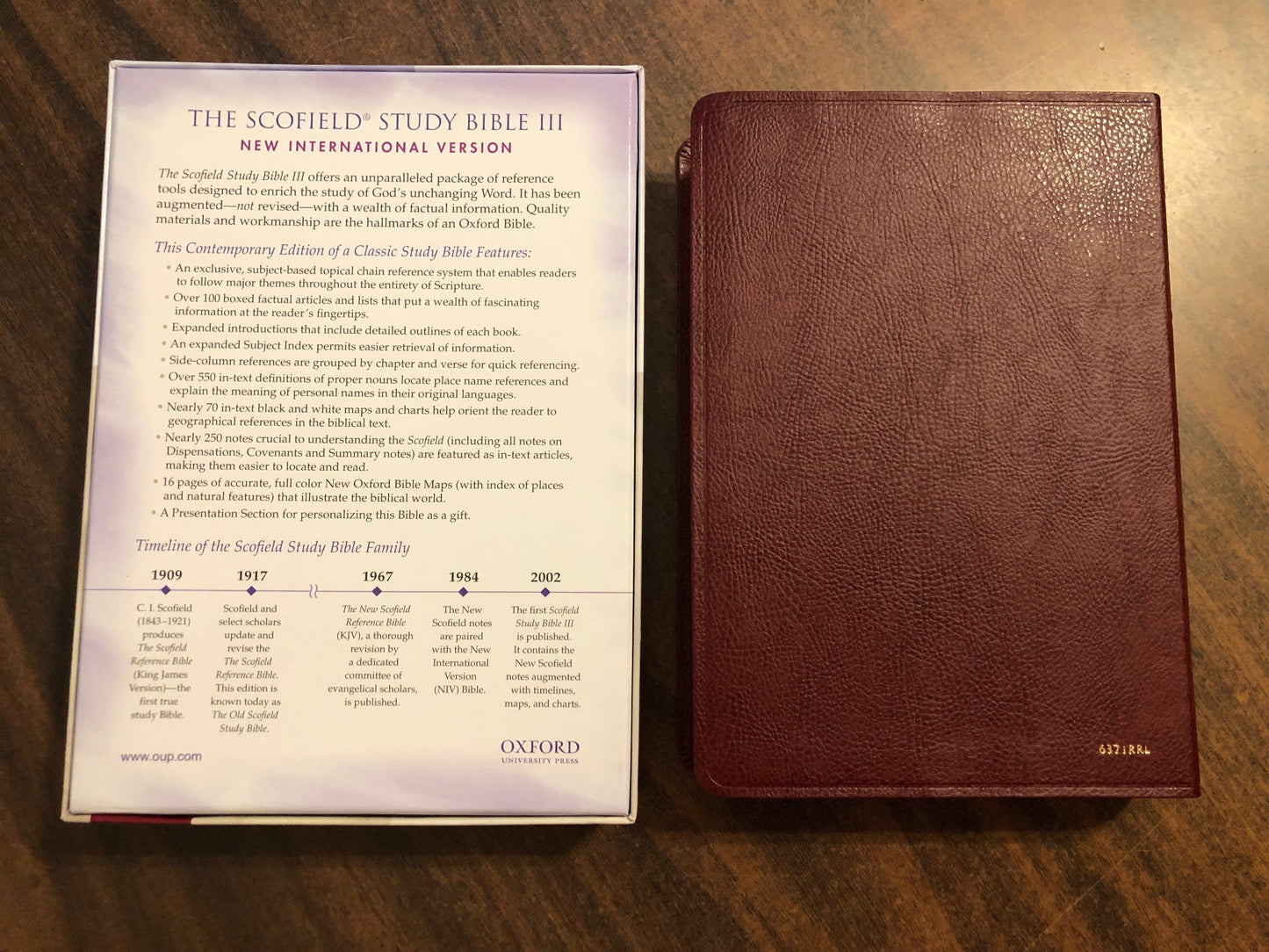 Personalized NIV 1984 Scofield Study Bible III Thumb Indexed - Burgundy Bonded Leather, Custom Imprinted, Name on bible, Out of Print