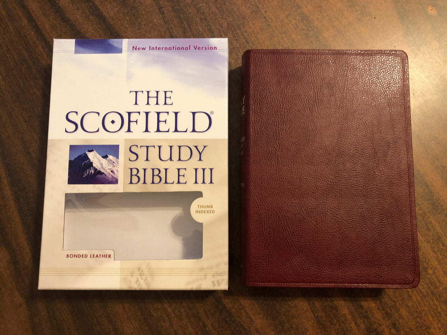 Personalized NIV 1984 Scofield Study Bible III Thumb Indexed - Burgundy Bonded Leather, Custom Imprinted, Name on bible, Out of Print