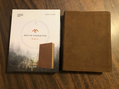 Personalized CSB Men of Character Bible Thumb Indexed, Brown Genuine Leather, Custom Imprinted, ISBN 9781087730226