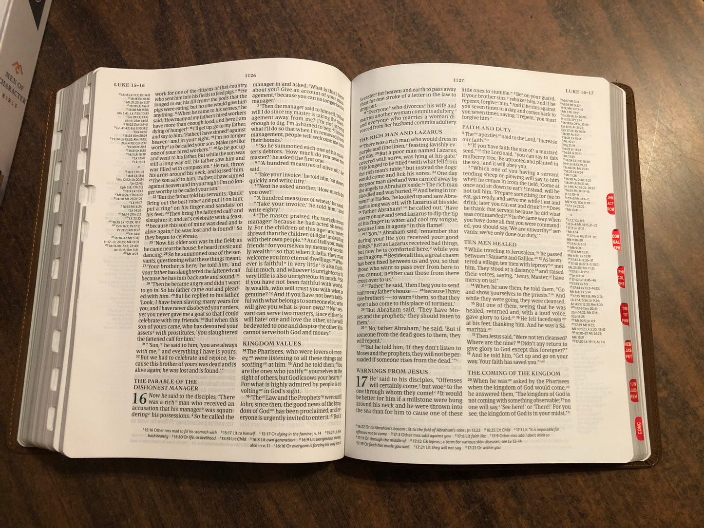 Personalized CSB Men of Character Bible Thumb Indexed, Brown Genuine Leather, Custom Imprinted, ISBN 9781087730226
