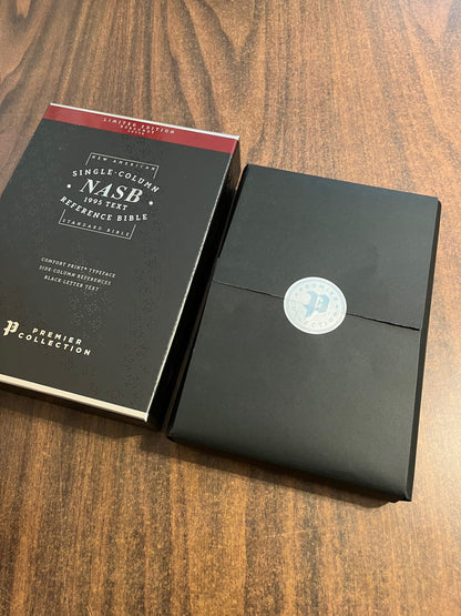 Personalized NASB Single Column Reference Bible - Burgundy Goatskin Genuine Leather, Premier Collection, 1995 NASB Text