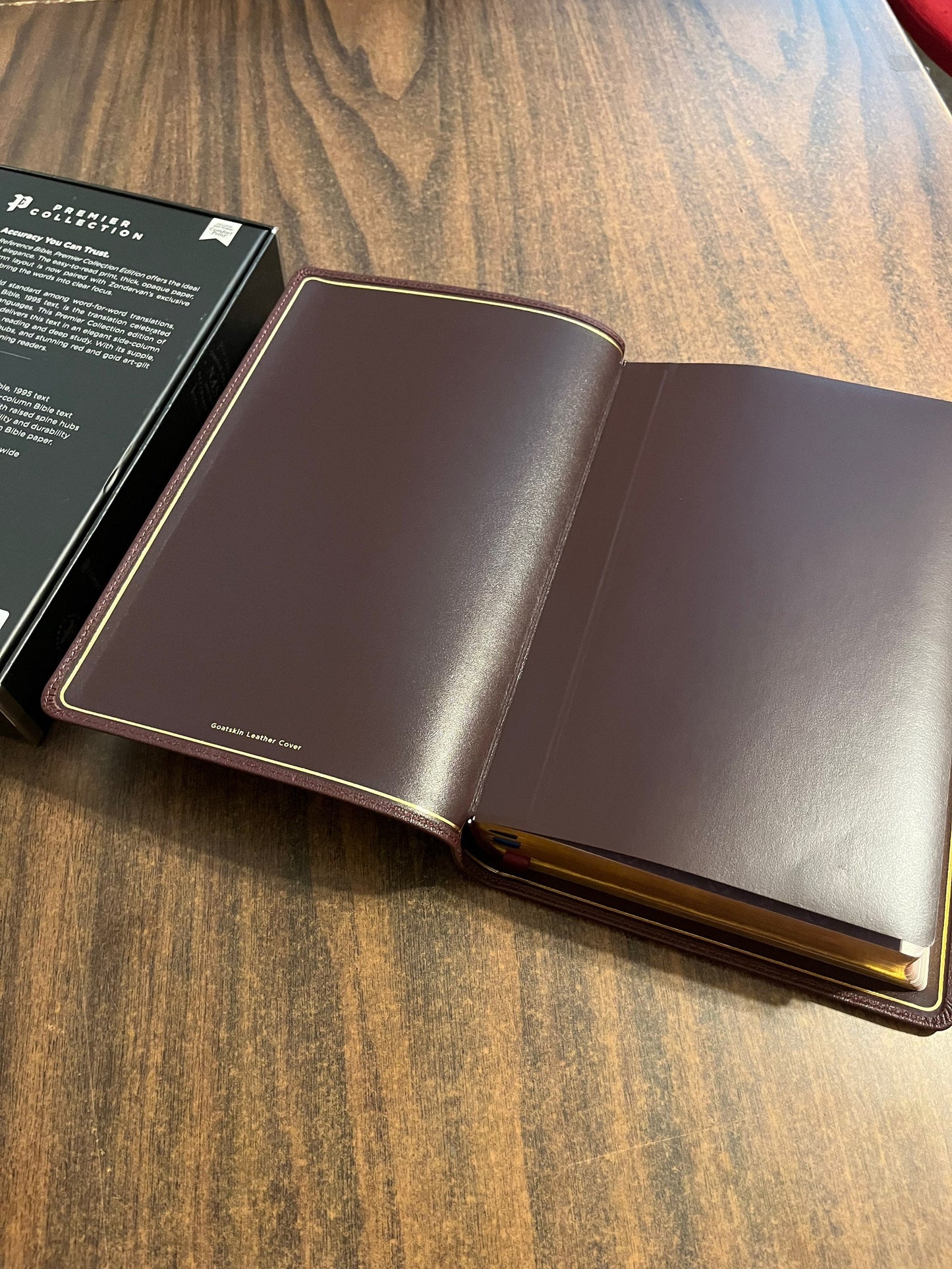 Personalized NASB Single Column Reference Bible - Burgundy Goatskin Genuine Leather, Premier Collection, 1995 NASB Text