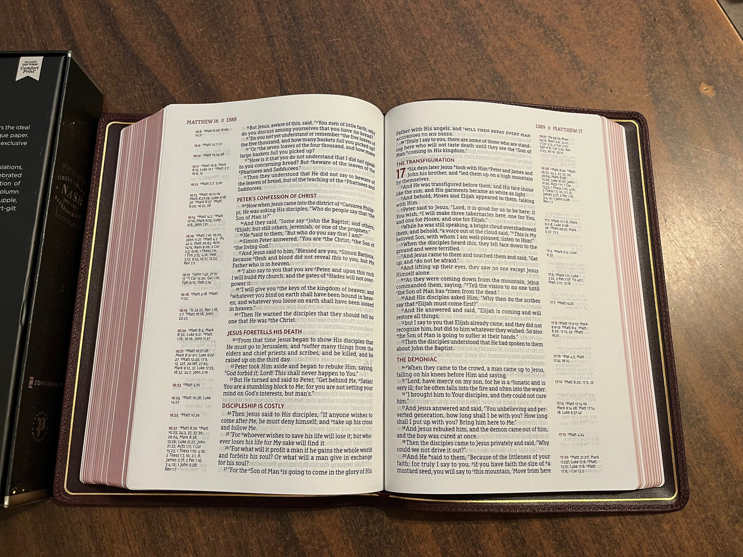 Personalized NASB Single Column Reference Bible - Burgundy Goatskin Genuine Leather, Premier Collection, 1995 NASB Text