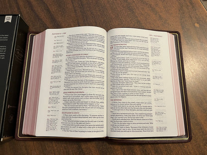 Personalized NASB Single Column Reference Bible - Burgundy Goatskin Genuine Leather, Premier Collection, 1995 NASB Text