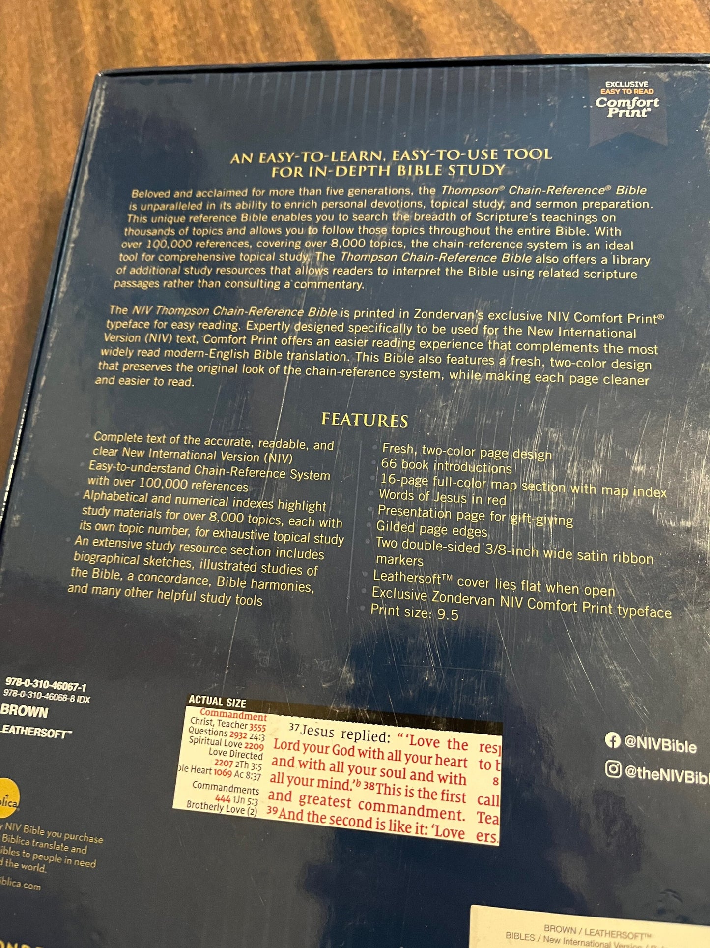 Personalized NIV Thompson Chain Reference Study Bible Thumb Indexed - Brown LeatherSoft, Custom Imprinted, ISBN 9780310460688