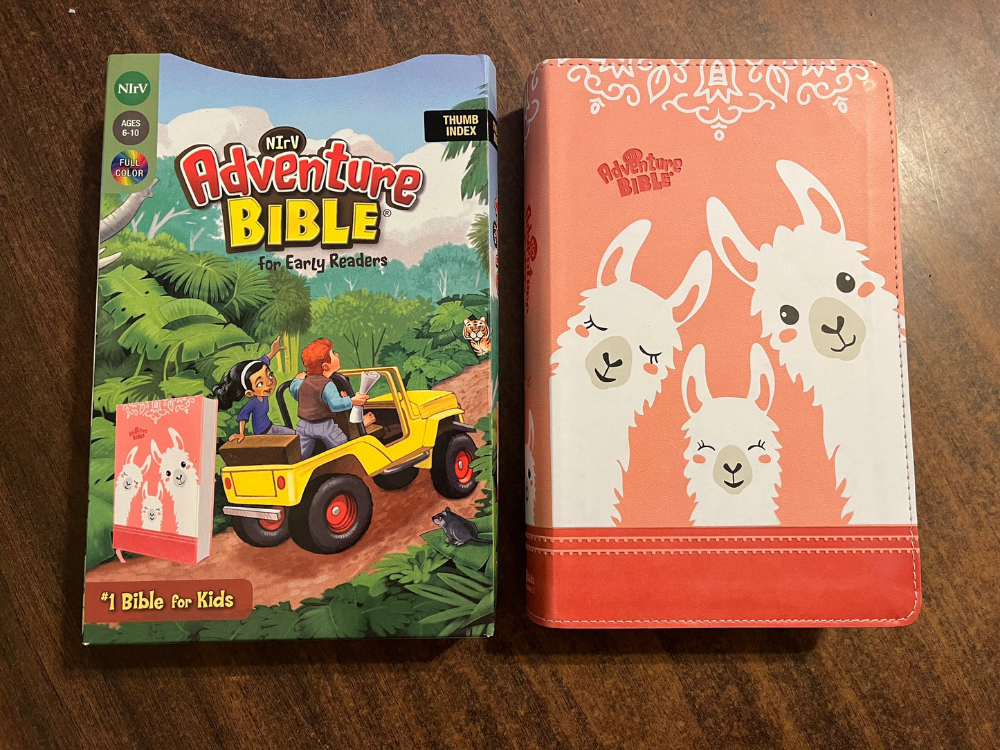 Personalized NIRV Adventure Bible For Early Readers Thumb Indexed - Peach LeatherSoft ** Custom Imprinted