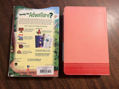 Personalized NIRV Adventure Bible For Early Readers Thumb Indexed - Peach LeatherSoft ** Custom Imprinted