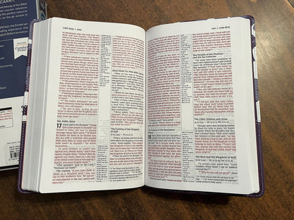 Personalized NIV Thinline Reference Bible - Purple / Floral Duotone ** Custom Imprinted with name